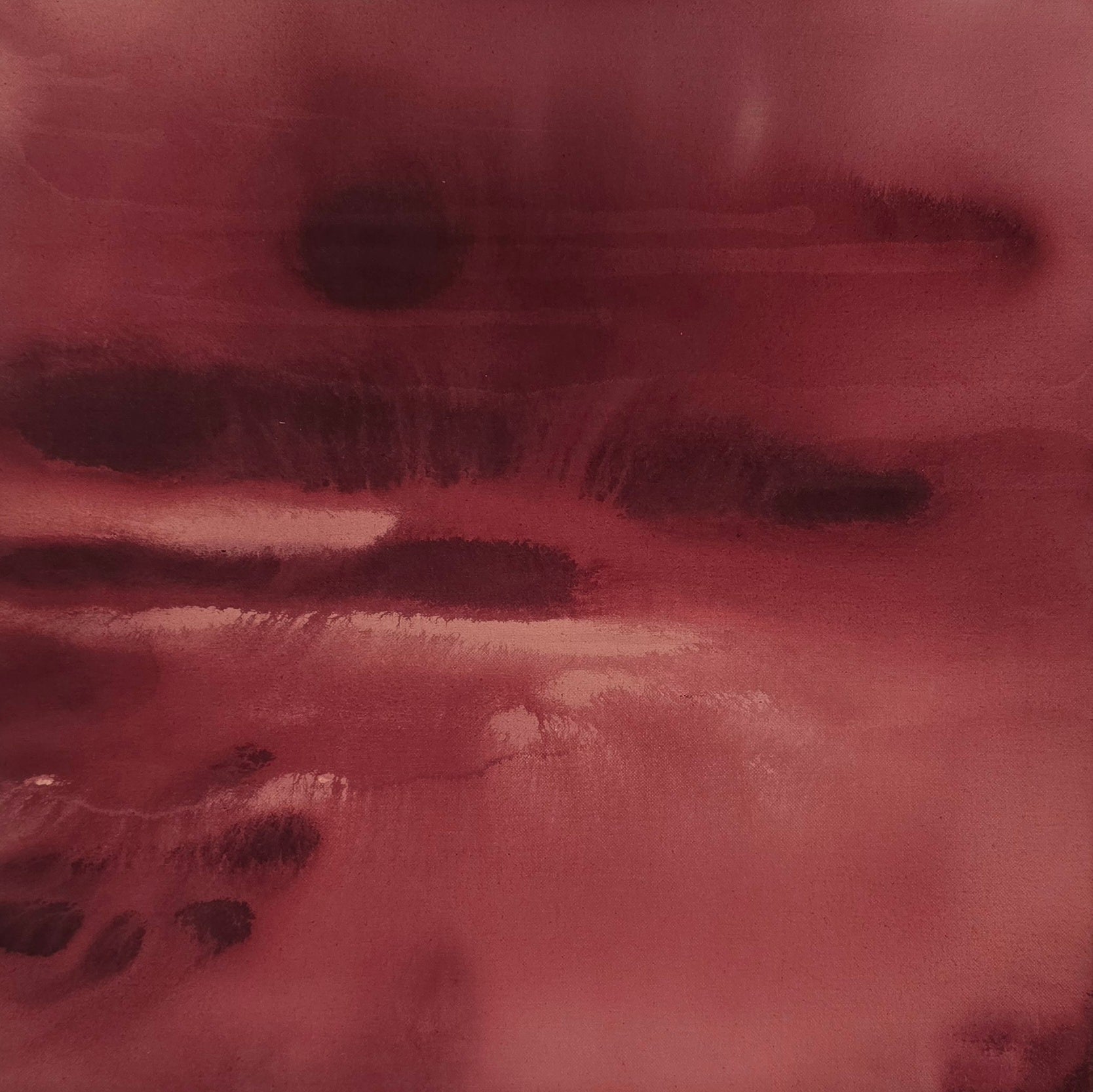 Crimson Drift · 60 × 60 cm