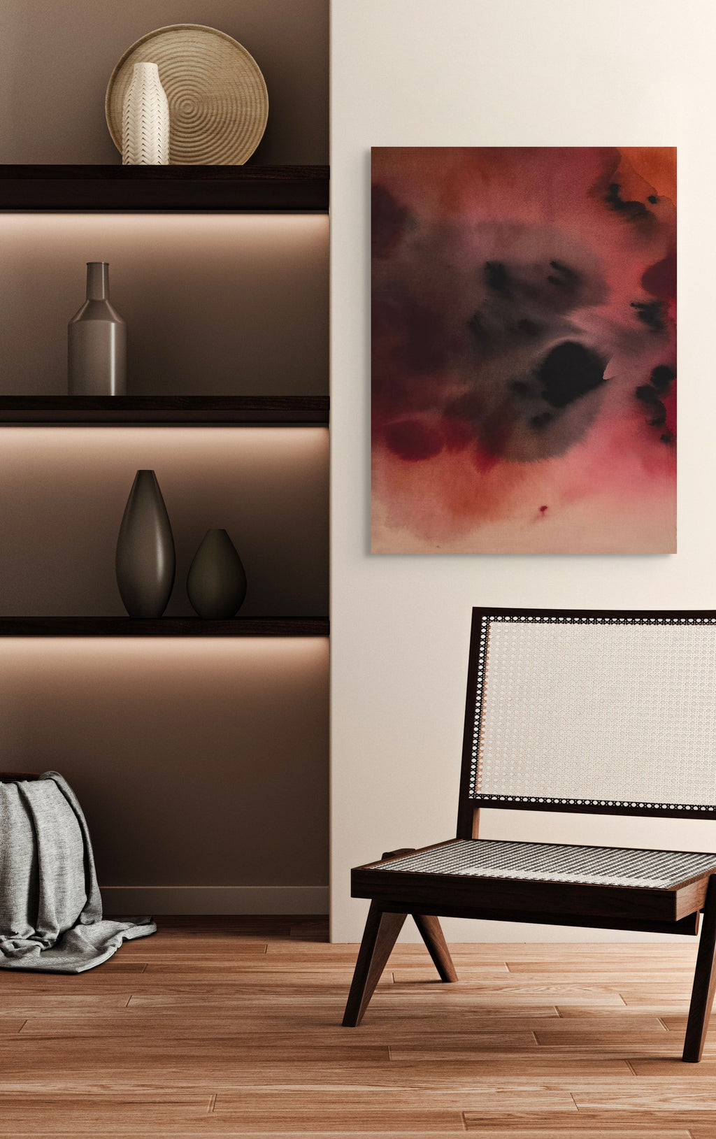 Scarlet Depth · 80 × 60 cm