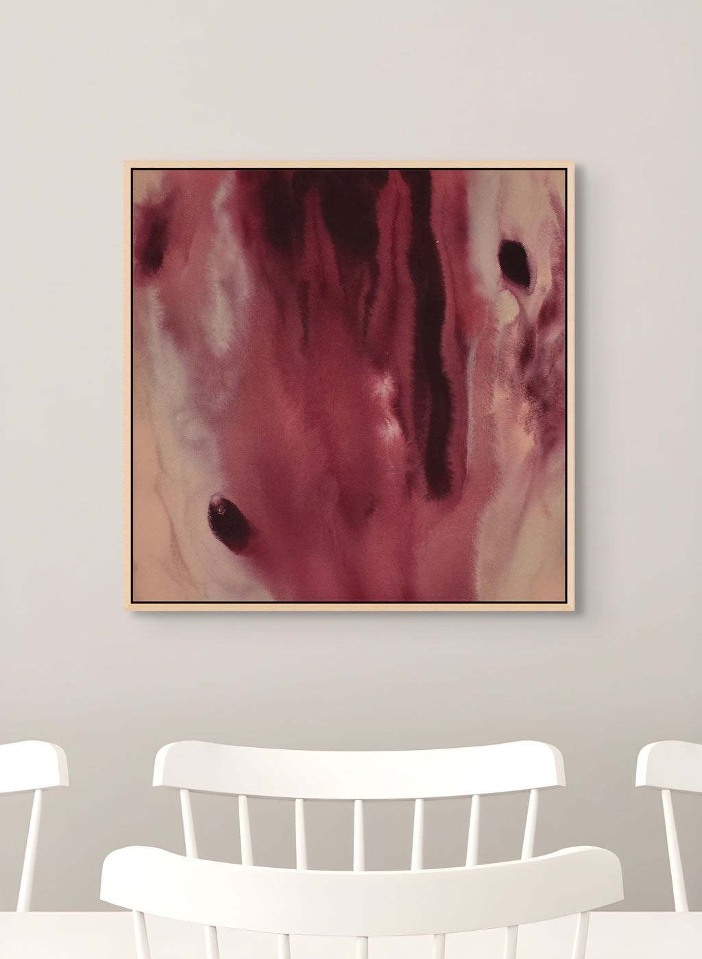 Crimson Descent · 60 × 60 cm
