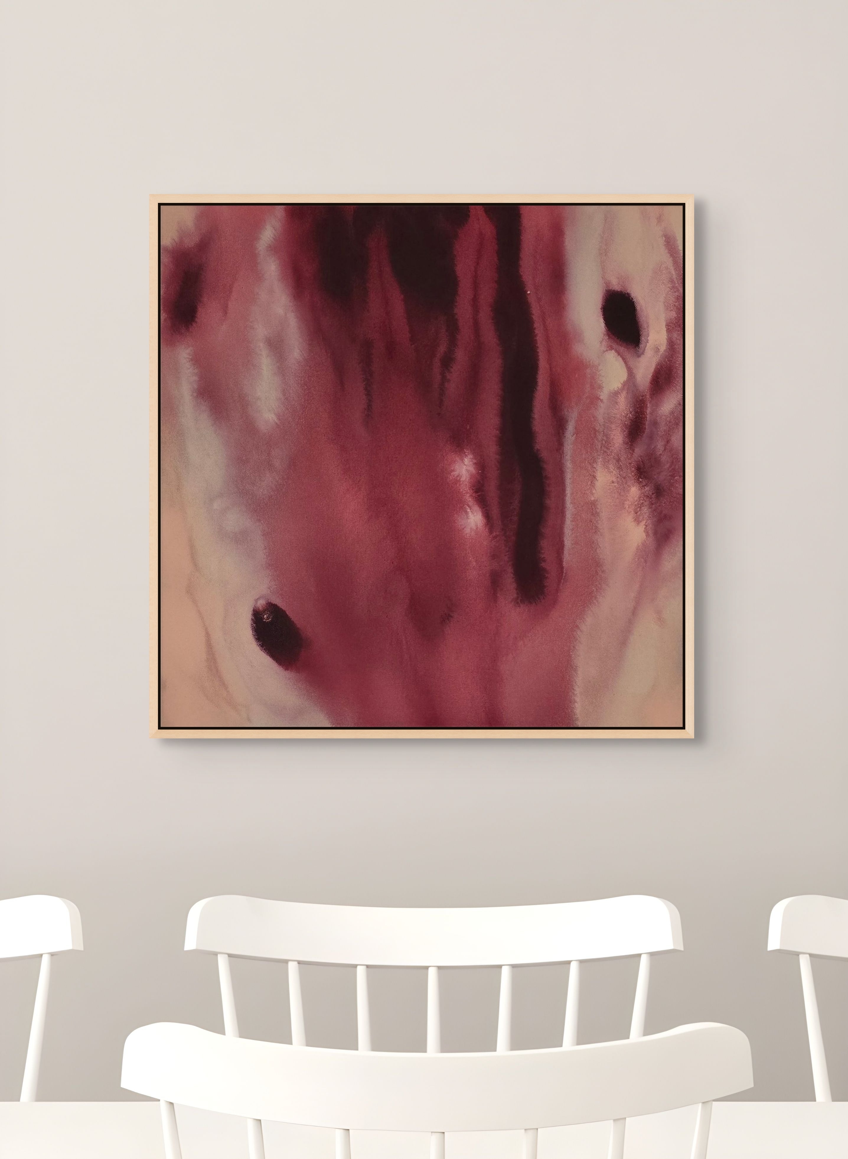 Crimson Descent · 60 × 60 cm