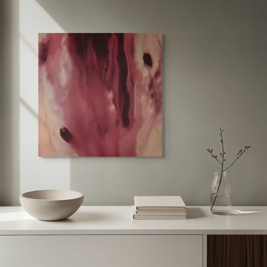Crimson Descent · 60 × 60 cm