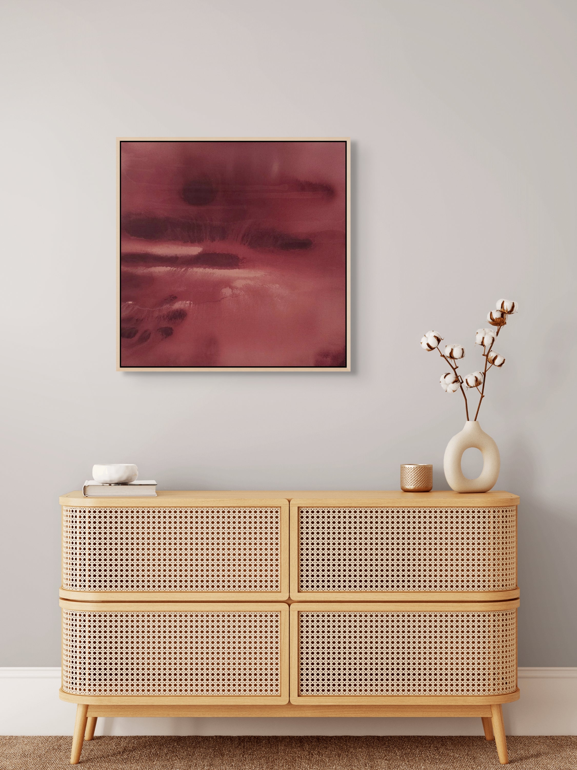 Crimson Drift · 60 × 60 cm