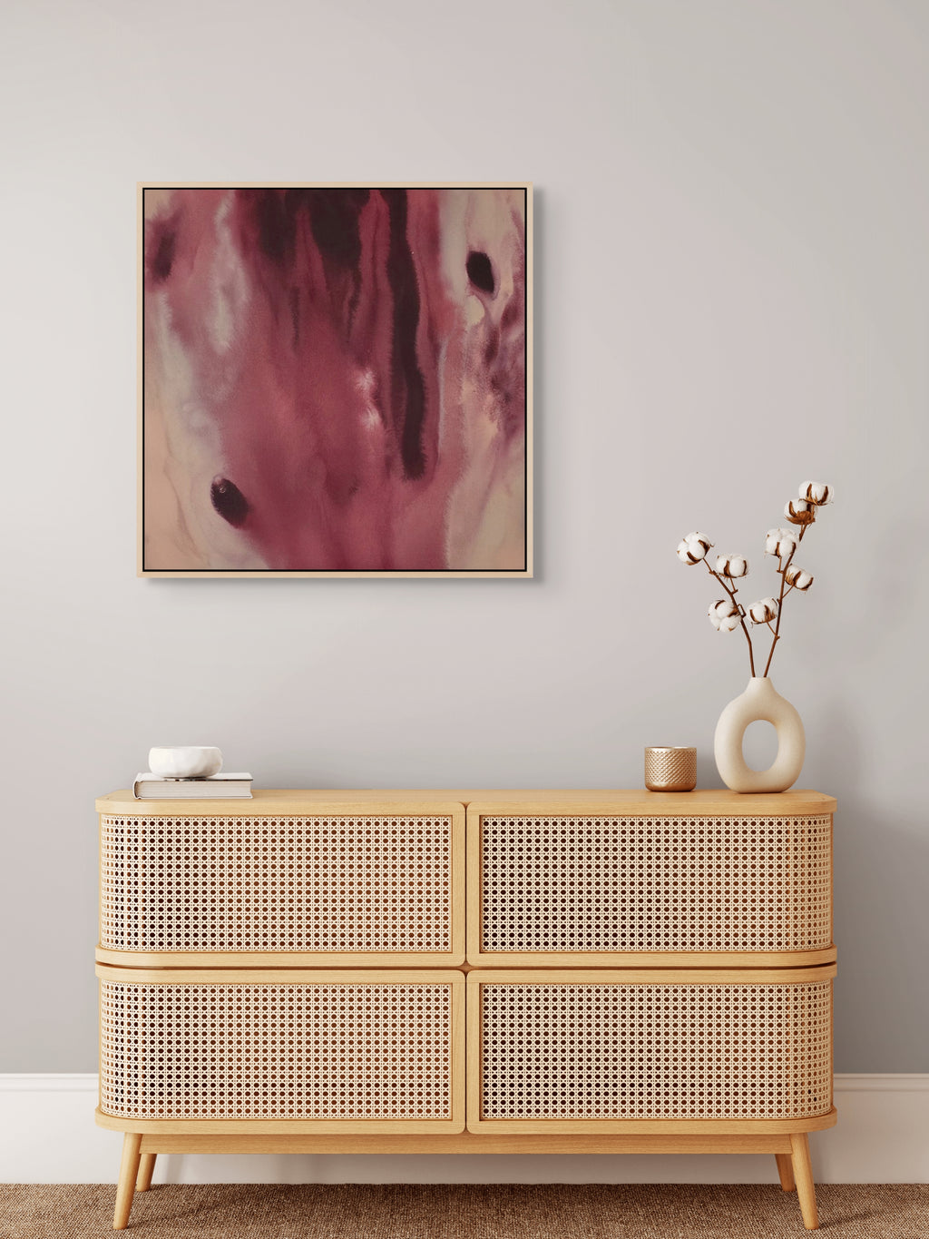 Crimson Descent · 60 × 60 cm