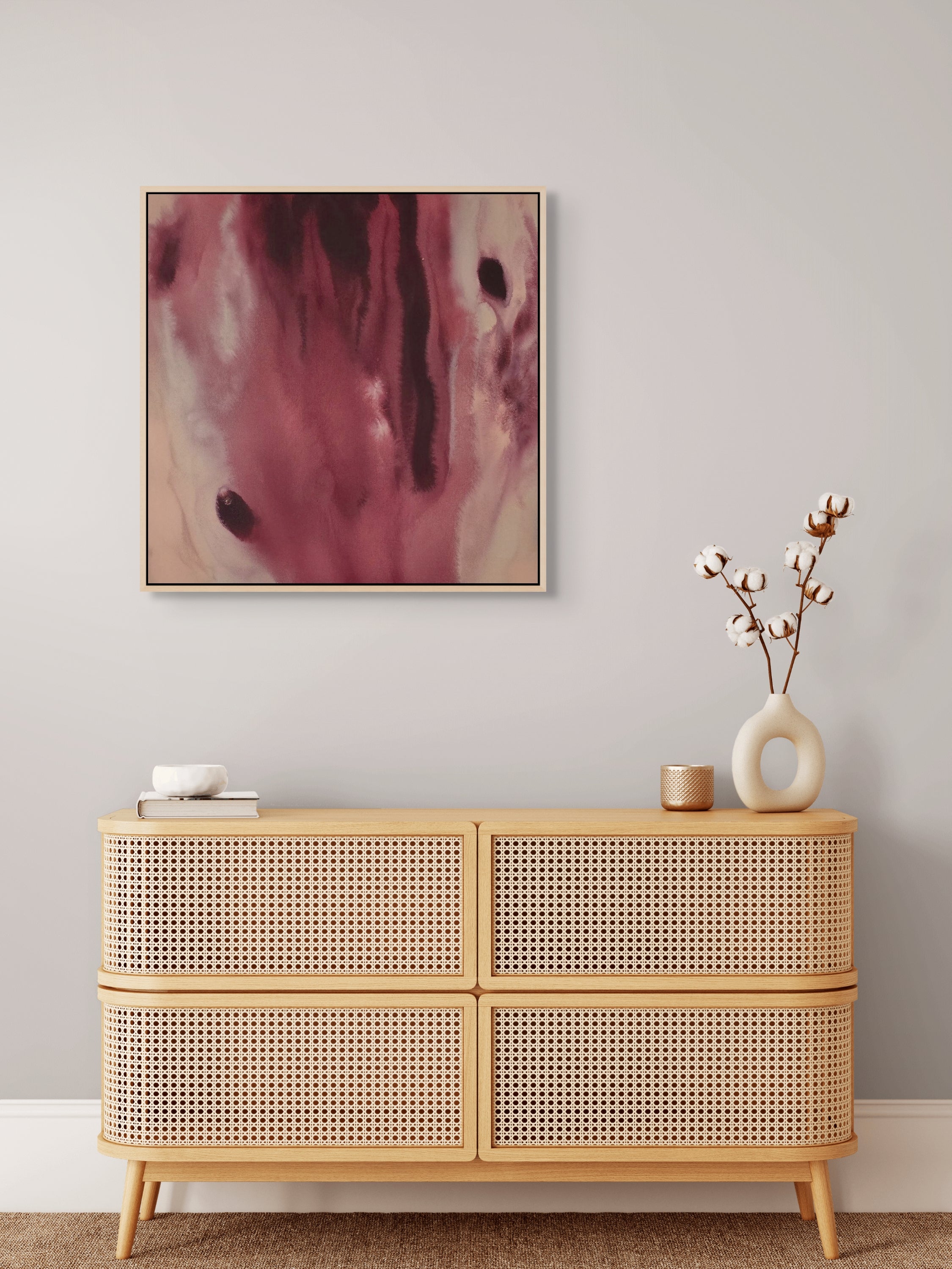 Crimson Descent · 60 × 60 cm